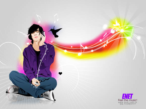Photoshop 一张时尚的卡通音乐壁纸