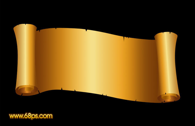 Photoshop 一张古典金色卷轴