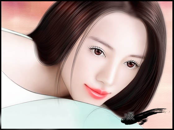 photoshop美女照片转淡红色手绘美人效果女厕图片