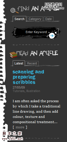 kev adamson dot com module tabs screen shot.
