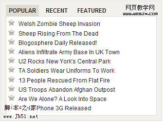 Create A Tabbed Interface Using jQuery demo screen shot.