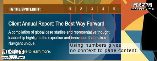 Navigant Consulting uses numbers for tab control text.