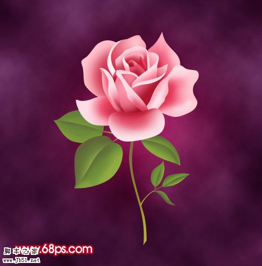 Photoshop 一朵粉红色的卡通玫瑰花