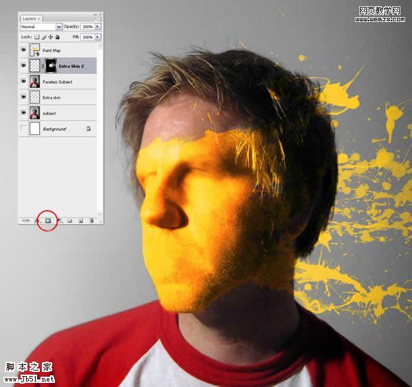 Photoshop 一张布满油漆的脸