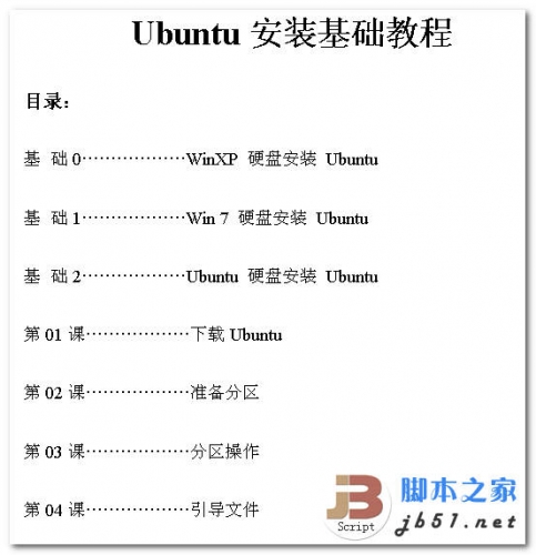 Ubuntu安装基础教程 WORD文档 doc格式 电子
