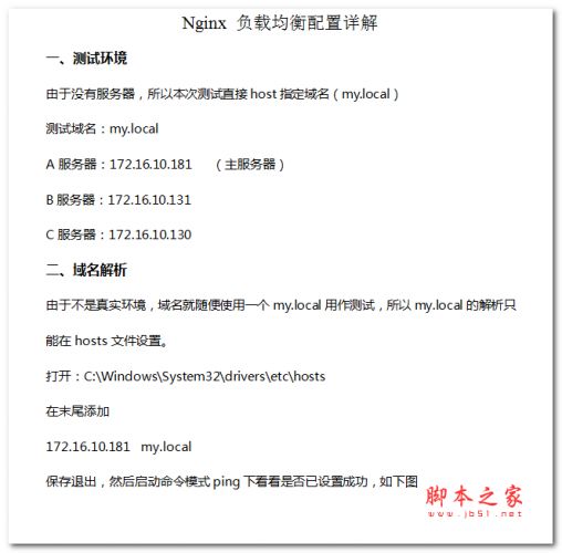 Nginx 负载均衡配置详解 中文WORD版 电子书