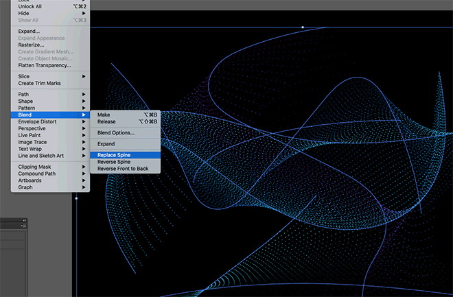 llustrator混合工具绘制抽象风格的粒子波特效