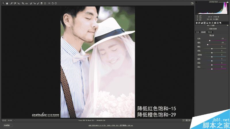 Photoshop调出外景婚纱照片甜美暖色效果,PS教程,思缘教程网