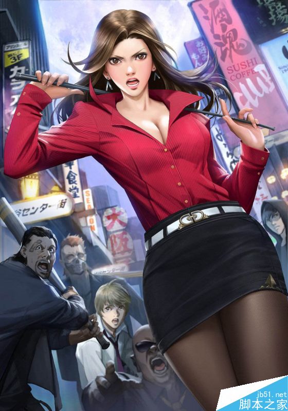 Photoshop绘制日韩系风格的不良道卡通插画游