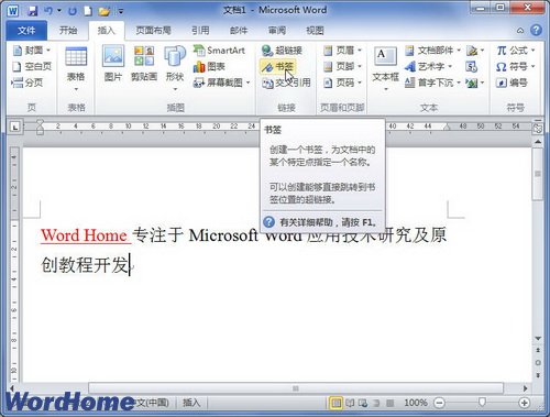 教你如何使用Word2010文档中的书签