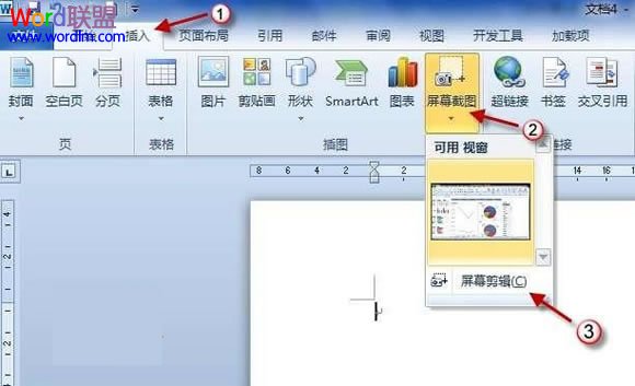 使用word2010的屏幕截图功能插入图片