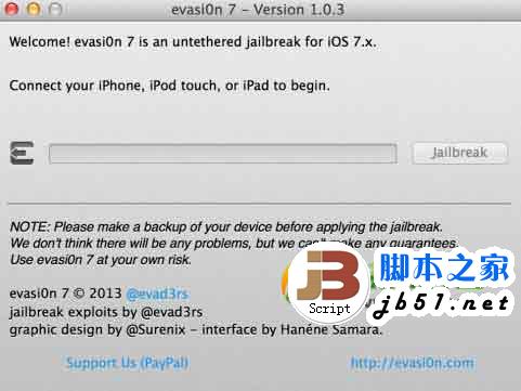 evasi0n7 1.0.3完美越狱工具使用方法 支持iOS