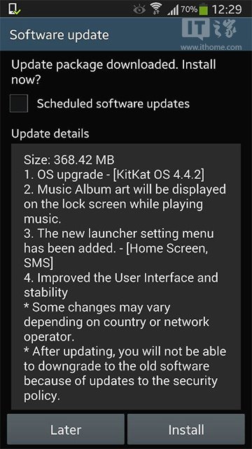 三星Galaxy S4(I9505)安卓4.4.2系统升级教程_