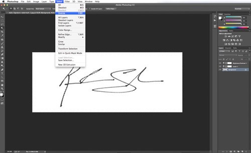 Photoshop(PS)把自己的手写签名制成作品水印效果教程