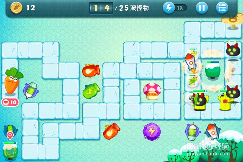 保卫萝卜1冬季第10关金萝卜图文攻略_手机游