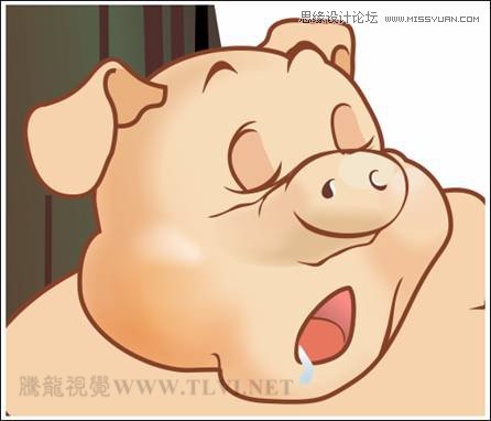 CorelDRAW绘制可爱的泡泡猪在睡觉的卡通插