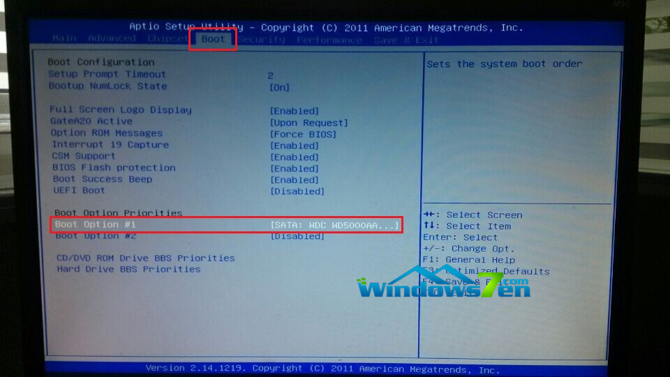 图1 选中BOOT选中Boot options #1