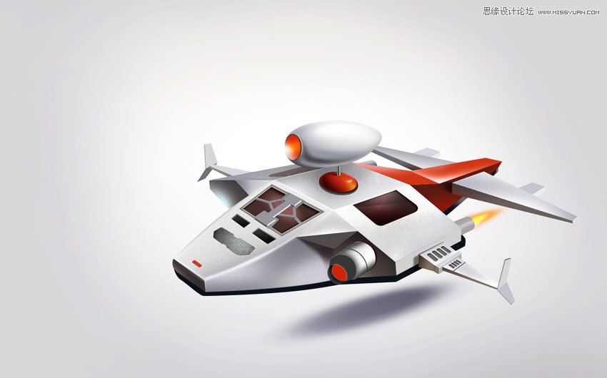 Photoshop绘制金属立体质感的玩具飞机模型