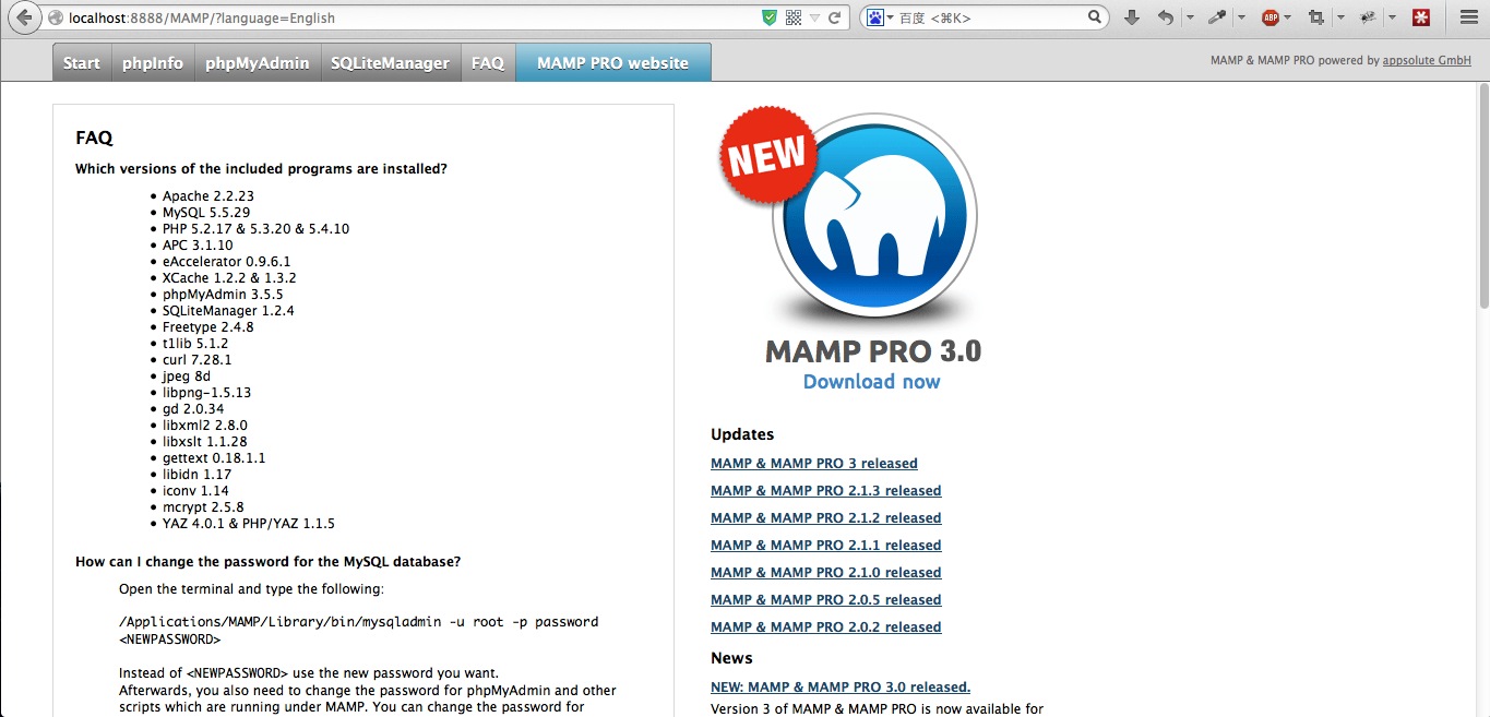 【开发软件】推荐一款MAC OS X 下php集成开发环境mamp