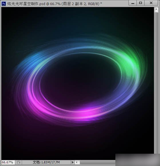 PhotoShop（PS）利用滤镜及画笔工具制作漂亮的彩色光环星空教程