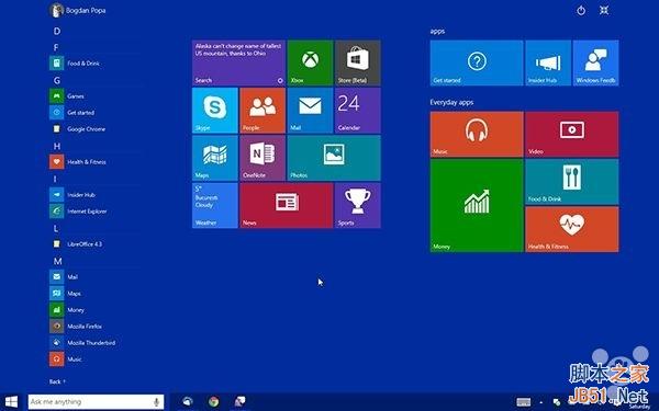 这是Win10新的开始菜单和开始屏幕 喜欢不？