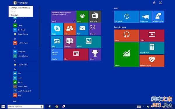 这是Win10新的开始菜单和开始屏幕 喜欢不？