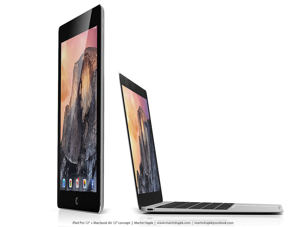 iPad Pro对比12寸MacBook Air 3D概念图赏_平