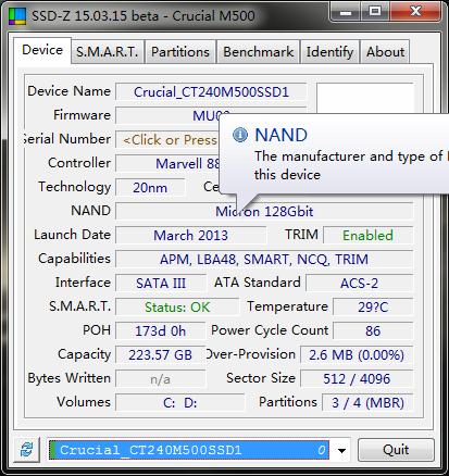 SSD-Z固态硬盘检测工具 v15.03.15b 绿色
