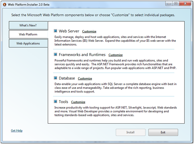 Microsoft Web平台安装Web Platform Installer(