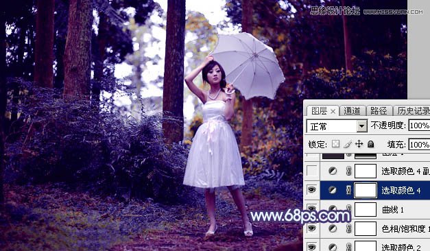 Photoshop调出森林果子照片梦幻紫色调,PS教程