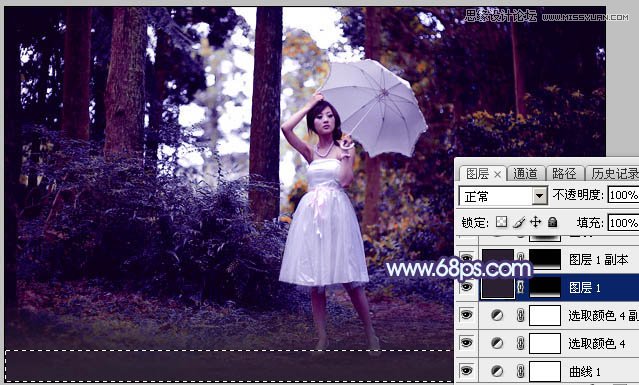 Photoshop调出森林果子照片梦幻紫色调,PS教程