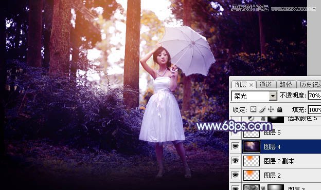 Photoshop调出森林果子照片梦幻紫色调,PS教程