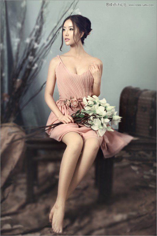 Photoshop调色给室内模特添加淡雅肤色效果
