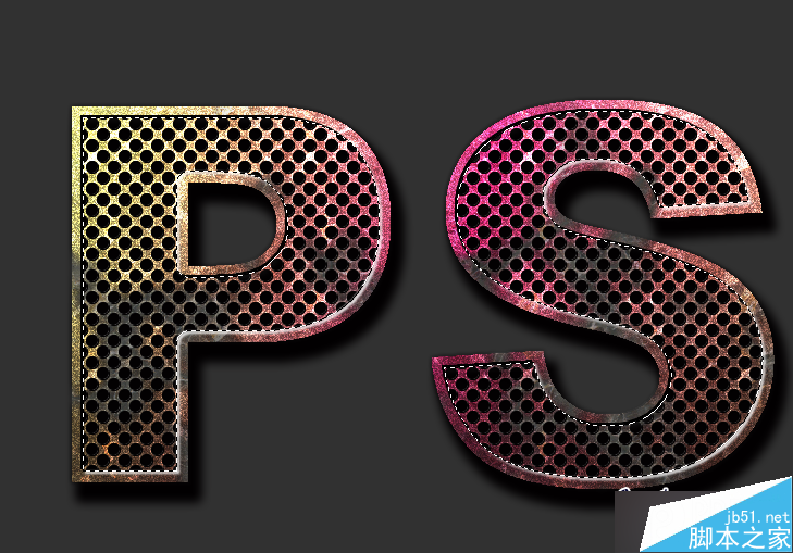 PS制作怀旧网面有质感的金属文字效果_脚本之
