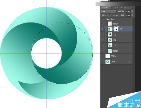 Photoshop制作三维立体风格的绿色圆形旋涡图形图标