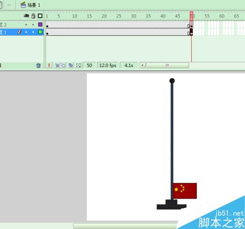 FLASH补间动画制作升国旗过程_Flash实例教