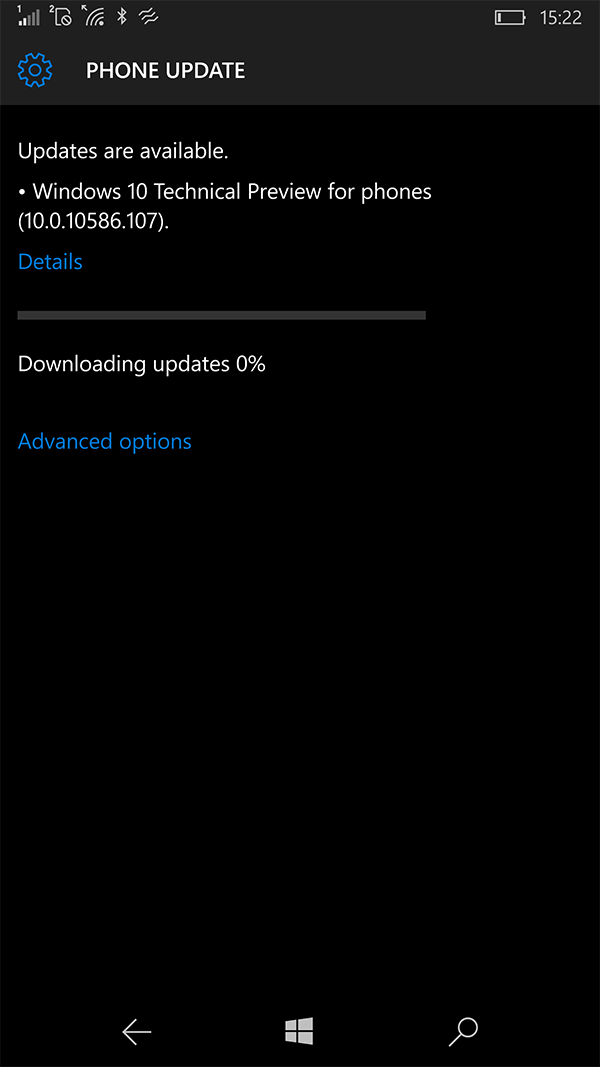 快讯:微软推送Win10 Mobile技术预览版10586.107