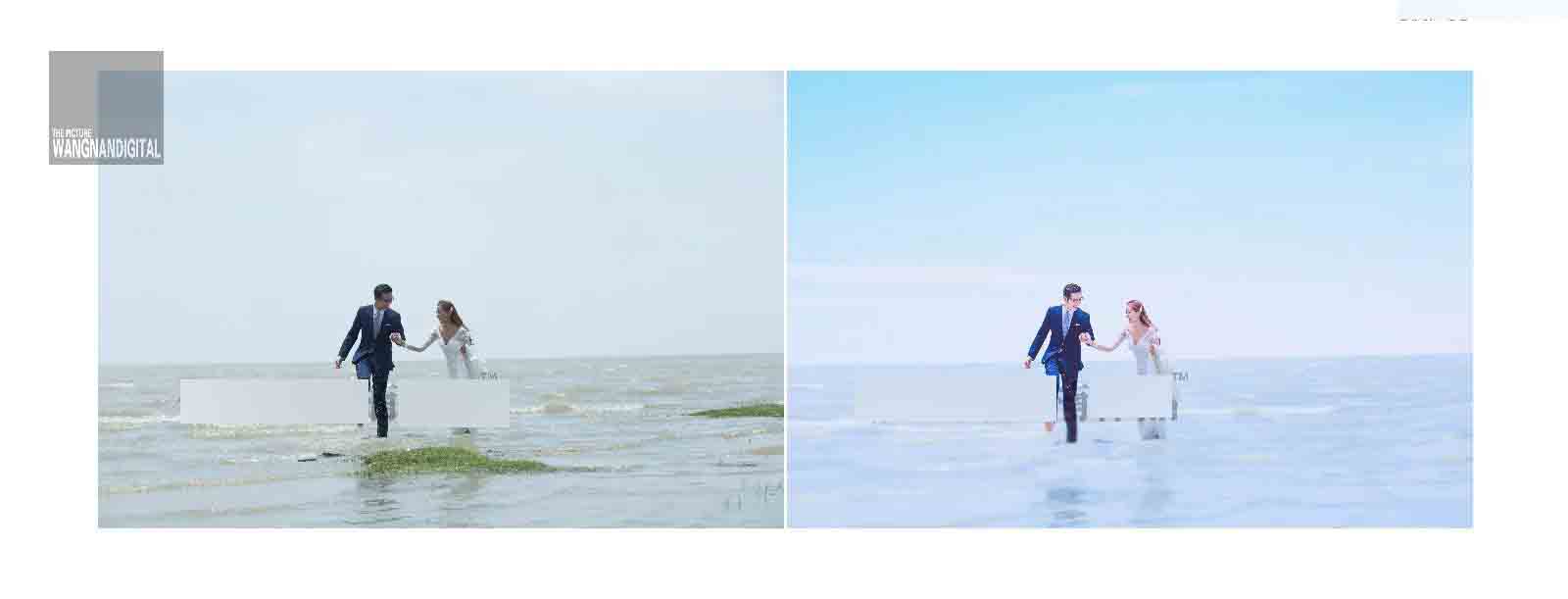 Photoshop调出海边婚片蓝色通透效果图,PS教程,思缘教程网