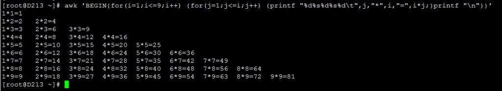 awk 九九乘法表 shell实现代码(图1)