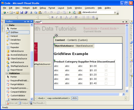 在ASP.NET 2.0中操作数据之四：使用ObjectDataSource展现数据