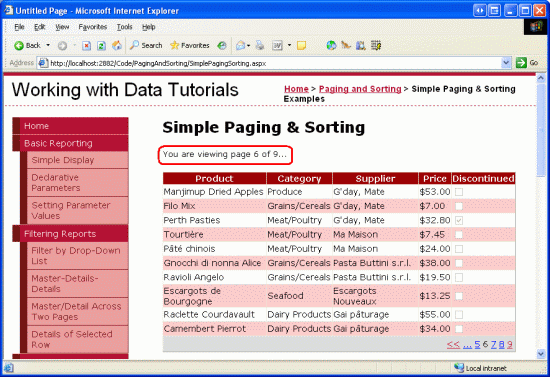 在ASP.NET 2.0中操作数据之二十四：分页和排序报表数据