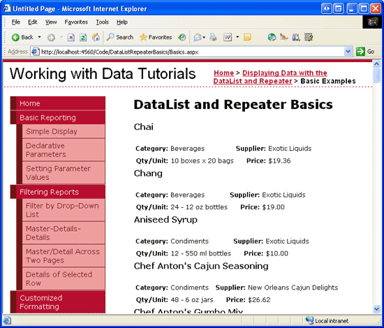在ASP.NET 2.0中操作数据之二十九：用DataList和Repeater来显示数据