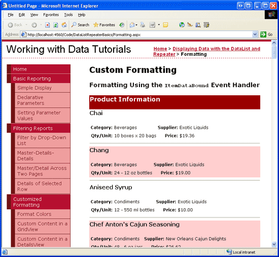 在ASP.NET 2.0中操作数据之三十：格式化DataList和Repeater的数据