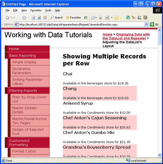 在ASP.NET 2.0中操作数据之三十一：使用DataList来一行显示多条记录