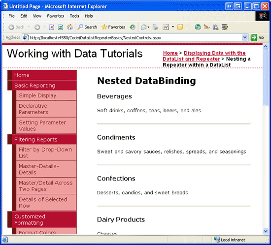 在ASP.NET 2.0中操作数据之三十二：数据控件的嵌套