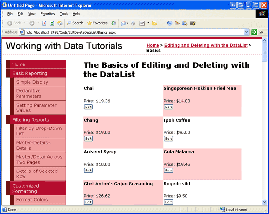 在ASP.NET 2.0中操作数据之三十六：在DataList里编辑和删除数据概述
