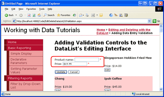 在ASP.NET 2.0中操作数据之三十九：在DataList的编辑界面里添加验证控件
