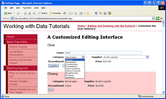 在ASP.NET 2.0中操作数据之四十：自定义DataList编辑界面