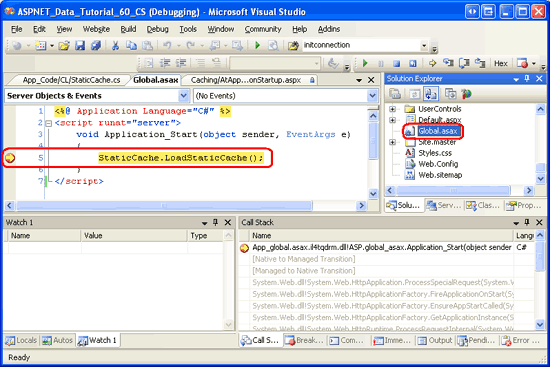 在ASP.NET 2.0中操作数据之五十八：在程序启动阶段缓存数据