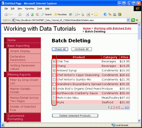 在ASP.NET 2.0中操作数据之六十三：GridView实现批量删除数据